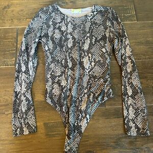 Snakeskin Print Long Sleeve Bodysuit